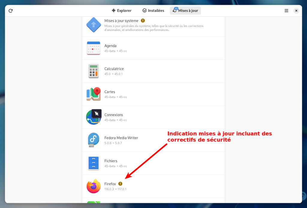 GNOME Software 45 - mise à jour de sécurité signalée