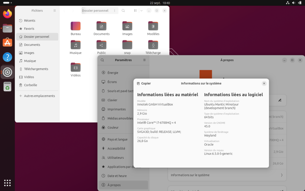 Ubuntu avec Gnome 45