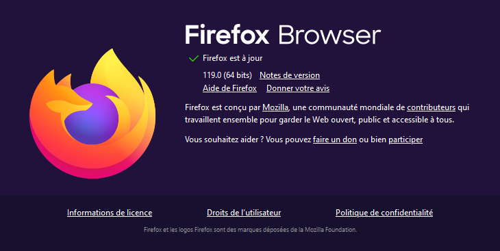 À propos Firefox 119