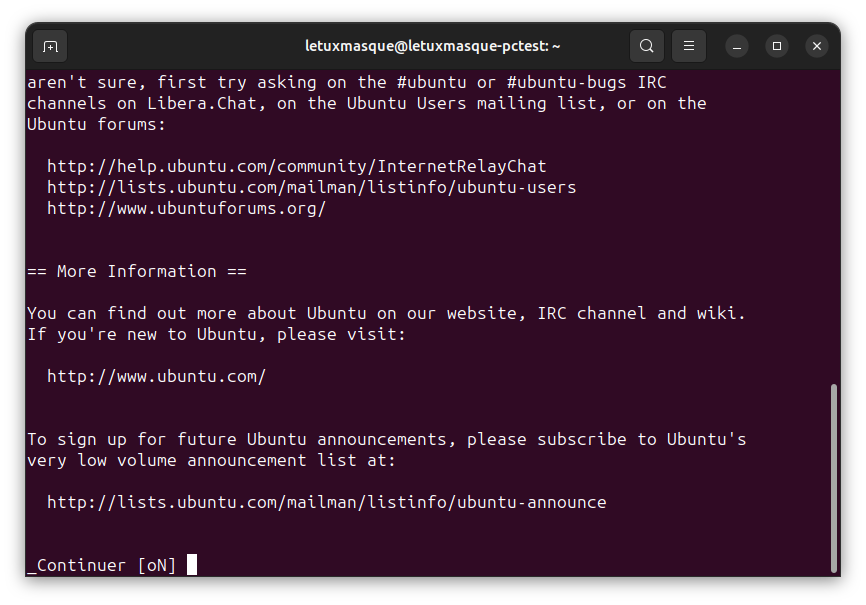 Mise à niveau vers Ubuntu 23.10 en CLI - 1 - début