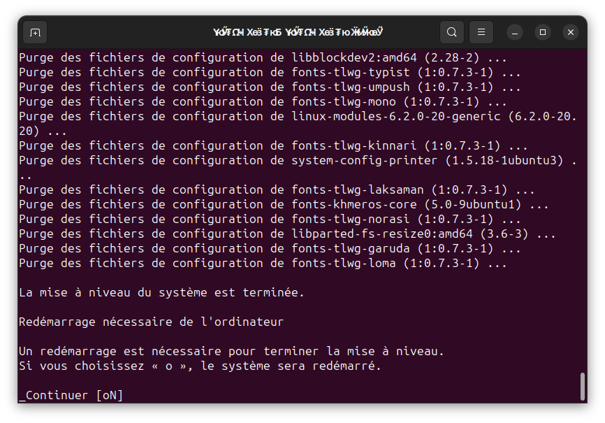 Mise à niveau vers Ubuntu 23.10 en CLI - 5 - Redémarrage fin