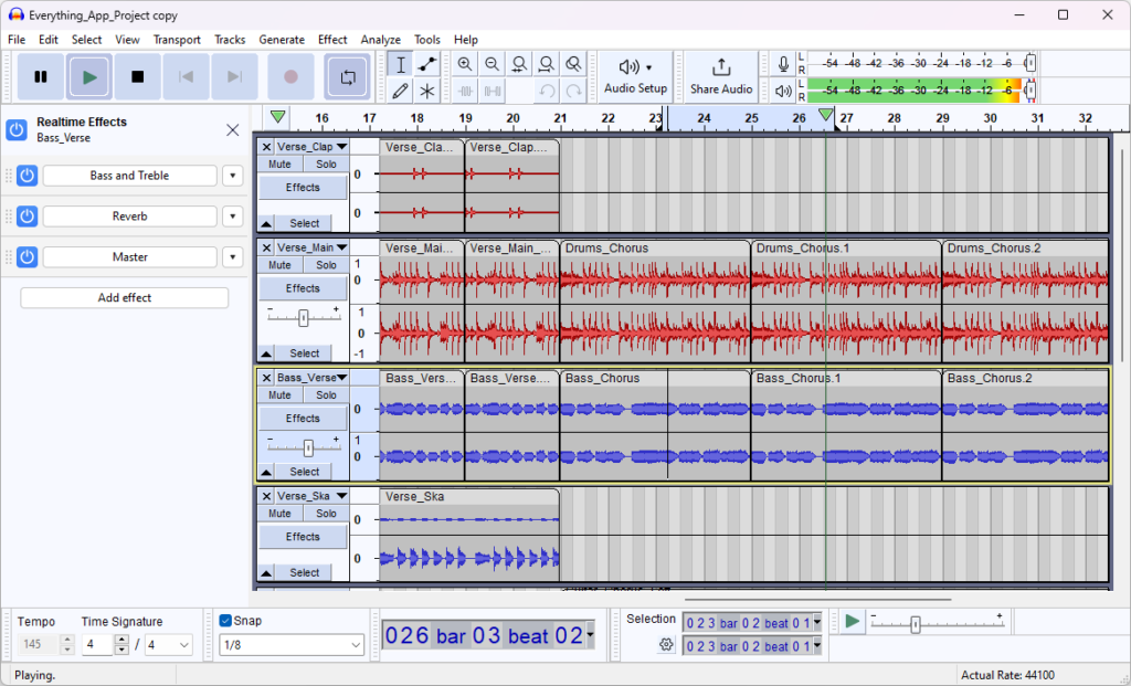 Audacity 3.4 - vue musique