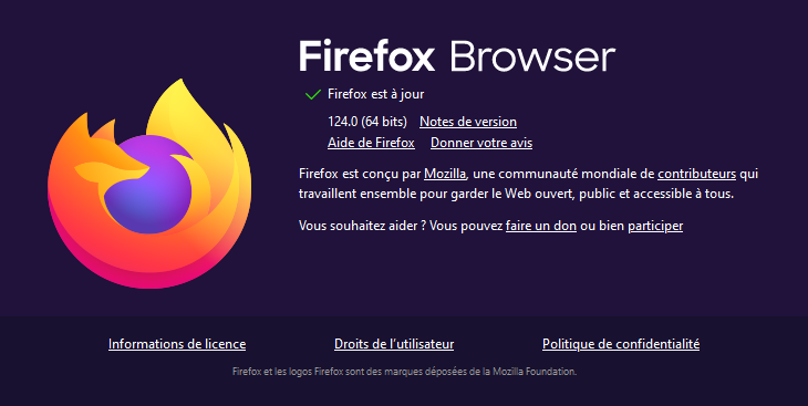 à propos Firefox 124
