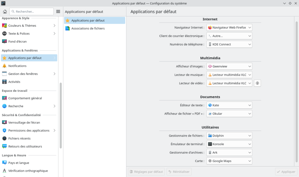 KDE Plasma 6 - applications par defaut