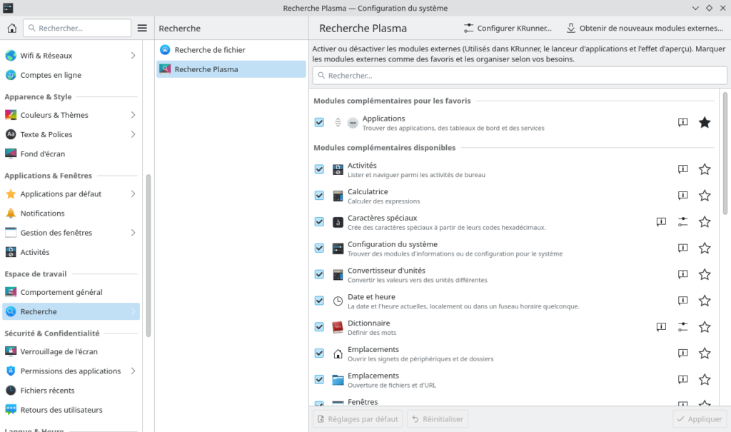 KDE Plasma 6 - recherche plasma