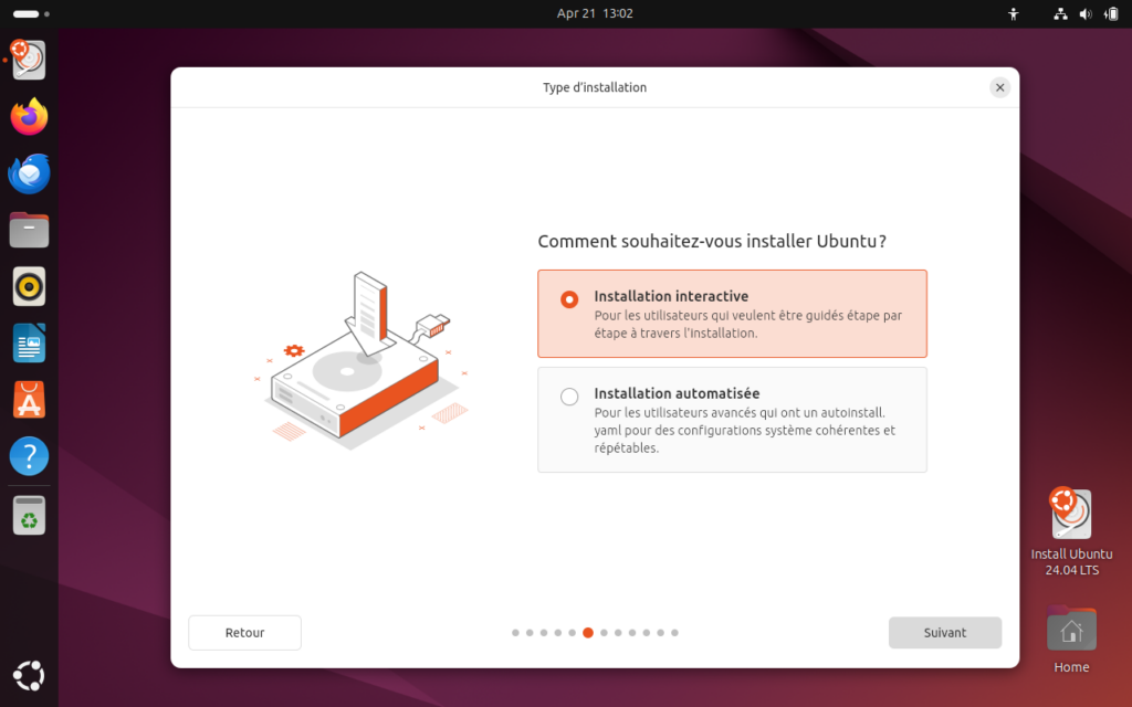 Type d'installation d'Ubuntu 24.04 LTS