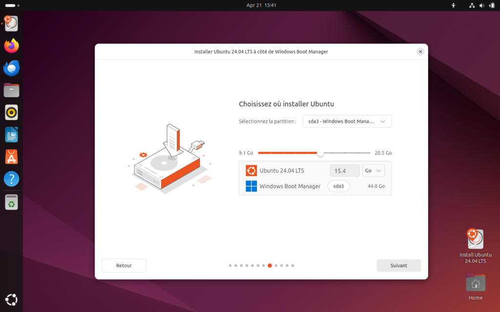 Installation Ubuntu 244 LTS - Configuration disque - Dualboot 02