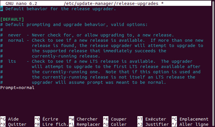 fichier release-upgrades dans Ubuntu - normal