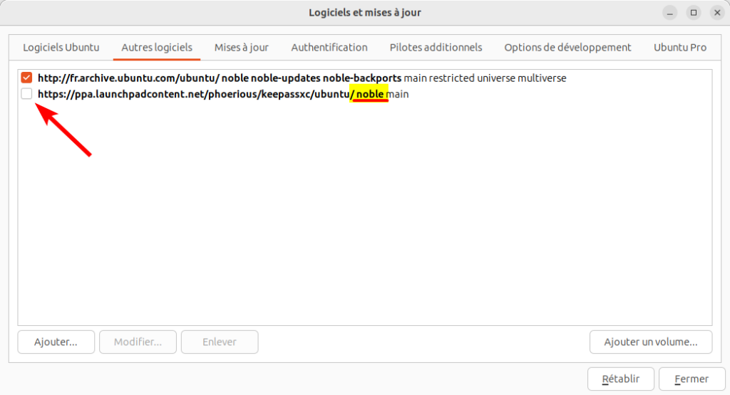 Réactiver PPA dans Ubuntu 24.04 LTS