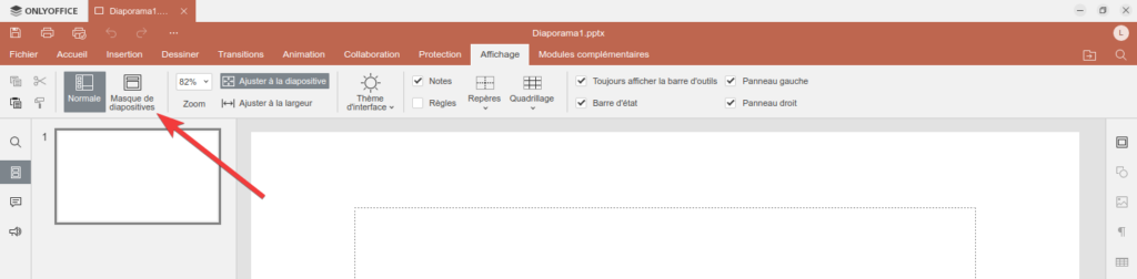 OnlyOffice 8.1 - Masque diaspositive