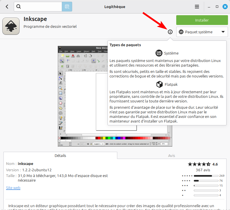 Linux Mint 22.2 - Logithèque info paquets