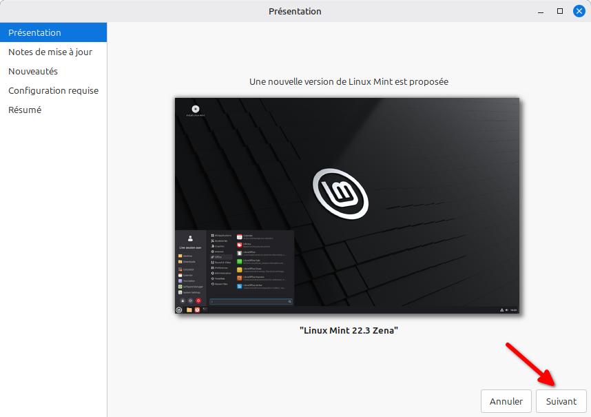 Mise à niveau vers Linux Mint 22.3 - 1