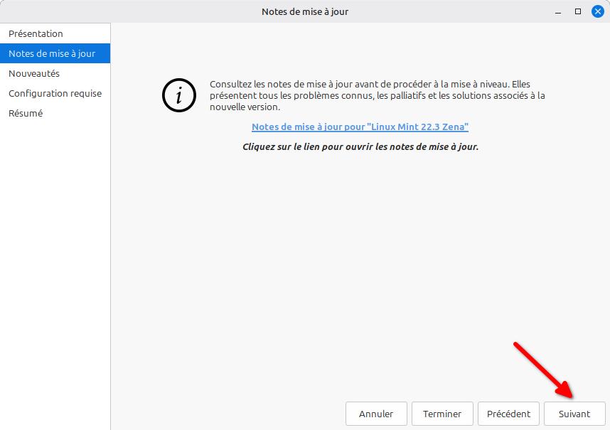 Mise à niveau vers Linux Mint 22.3 - 2